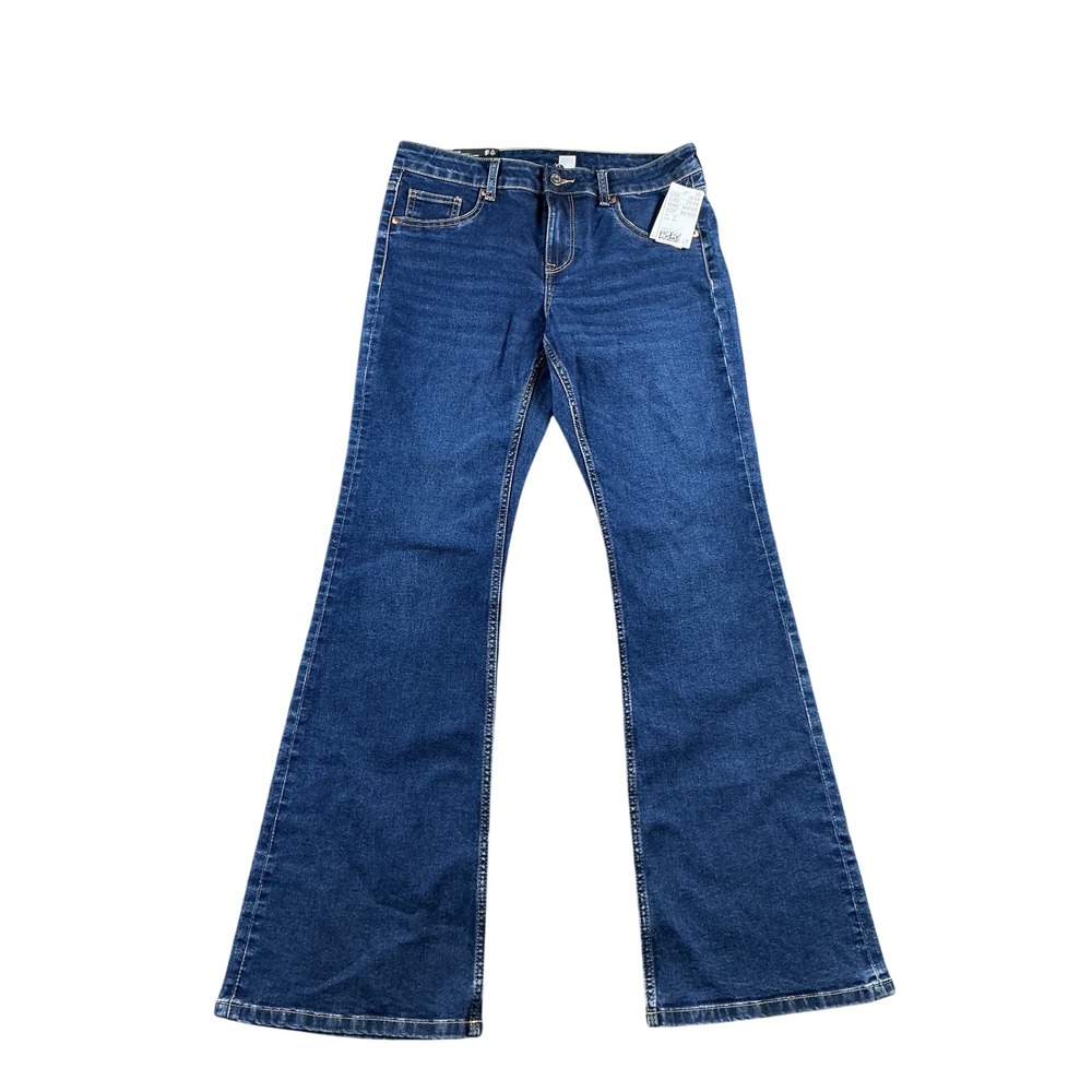 H&M Divided Womens Low Waist Flare Jeans Dark Wash Blue Size 12 NWT